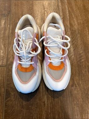 Pinko White Pink and Orange Fashion Sneakers
